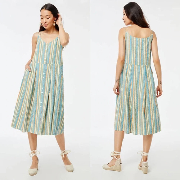 Roller Rabbit Seersucker Lindy‎ Dress Rainbow Stripe Size Medium - Picture 1 of 11